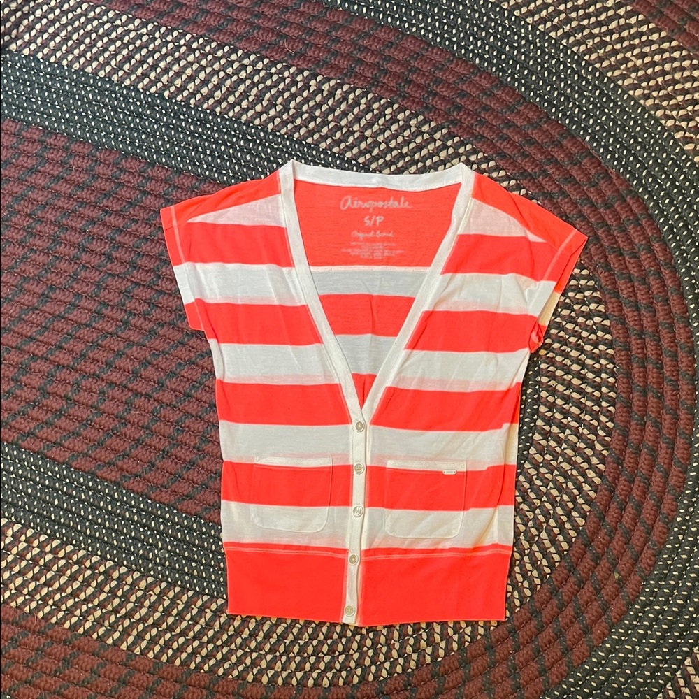 Aeropostale Y2K Low Cut V Neck Short Sleeve Woman’s Top Size Small